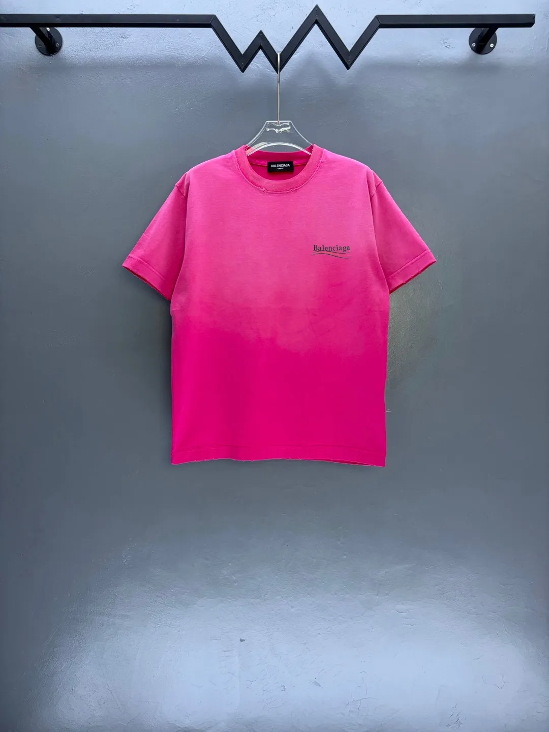P100✨🔥 [balenciaga] 2026FW short-sleeved T-shirt Premium 26s double yarn 300g fabric, washed and sprayed with old and frayed craftsmanship Color: washed black White rose red gray washed brown washed purple washed gray Size: S M L XL 2XL
